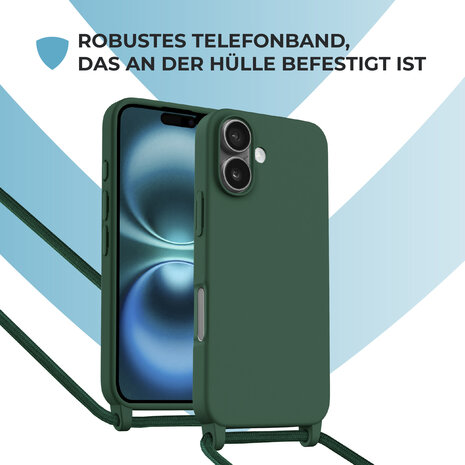 ShieldCase® ShieldCase iPhone 16 Hülle mit Band (Dunkelgrün) ShieldCase® ShieldCase iPhone 16 Hülle mit Band (Dunkelgrün)