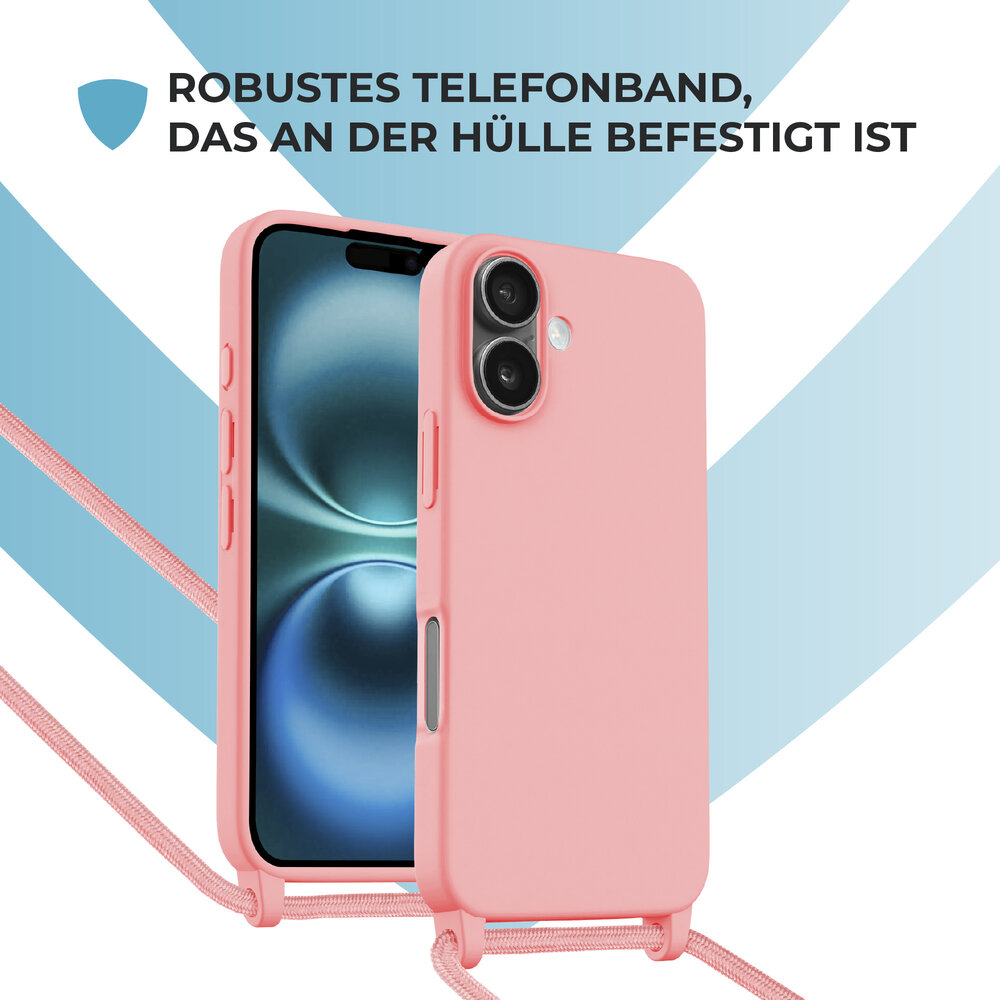 ShieldCase® ShieldCase iPhone 16 Hülle mit Band (Rosa)