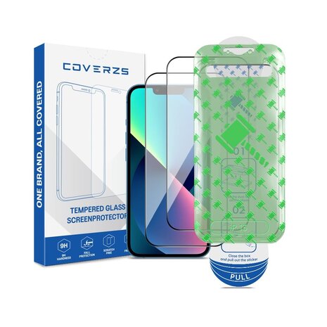 Coverzs Coverzs iPhone 13 Displayschutz aus gehärtetem Glas mit Rahmen (2-er Set)