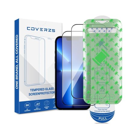 Coverzs Coverzs iPhone 13 Pro Max Displayschutz aus gehärtetem Glas mit Rahmen (2-er Set)