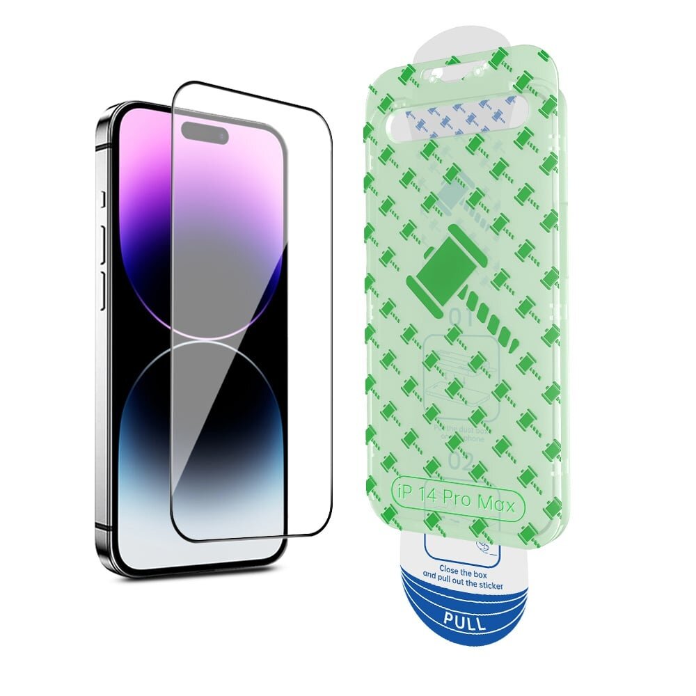 Coverzs Coverzs iPhone 14 Pro Max Displayschutz aus gehärtetem Glas mit Rahmen (2-er Set)