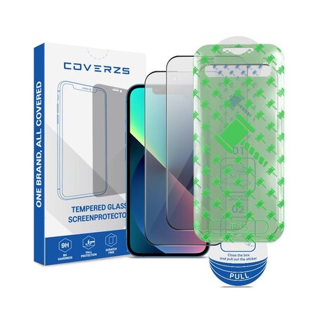 Coverzs Coverzs iPhone 13 Privacy Displayschutz aus gehärtetem Glas mit Rahmen (2-er Set)
