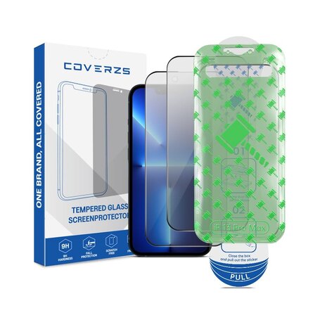 Coverzs Coverzs iPhone 13 Pro Max Privacy Displayschutz aus gehärtetem Glas mit Rahmen (2-er Set)