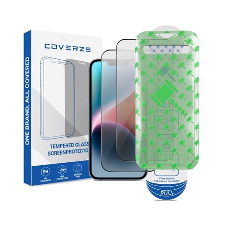 Coverzs Coverzs iPhone 14 Privacy Displayschutz aus gehärtetem Glas mit Rahmen (2-er Set)