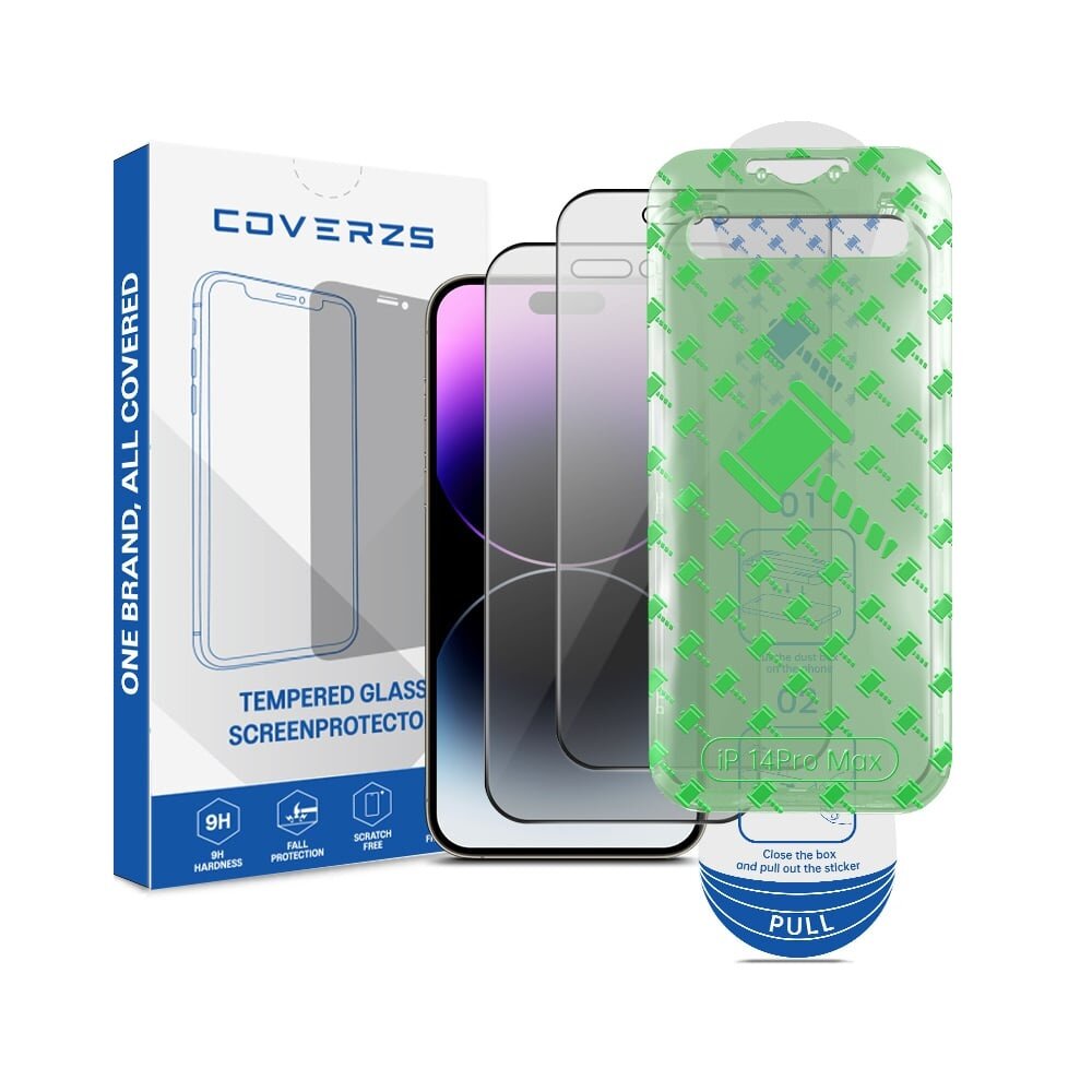 Coverzs Coverzs iPhone 14 Pro Max Privacy Displayschutz aus gehärtetem Glas mit Rahmen (2-er Set)