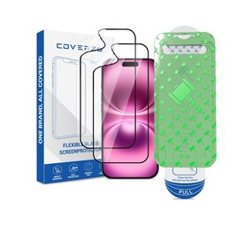 Coverzs iPhone 16 Flexibles PMMA-Glas Displayschutz mit Rahmen (2-er Set)