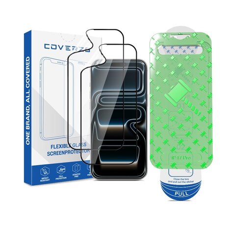 Coverzs Coverzs iPhone 17 Pro Flexibles PMMA-Glas Displayschutz mit Rahmen (2-er Set)