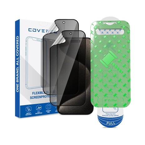 Coverzs Coverzs iPhone 15 Pro Flexibles PMMA-Glas Privacy Displayschutz mit Rahmen (2-er Set) Coverzs Coverzs iPhone 15 Pro Flexibles PMMA-Glas Privacy Displayschutz mit Rahmen (2-er Set)