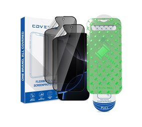 Coverzs iPhone 16 Pro Max Flexibles PMMA-Glas Privacy Displayschutz mit Rahmen (2-er Set)