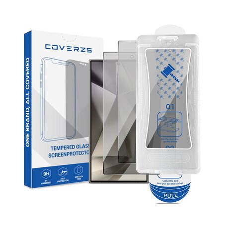 Coverzs Coverzs Samsung Galaxy S24 Ultra Privacy Displayschutz aus gehärtetem Glas mit Rahmen (2-er Set)
