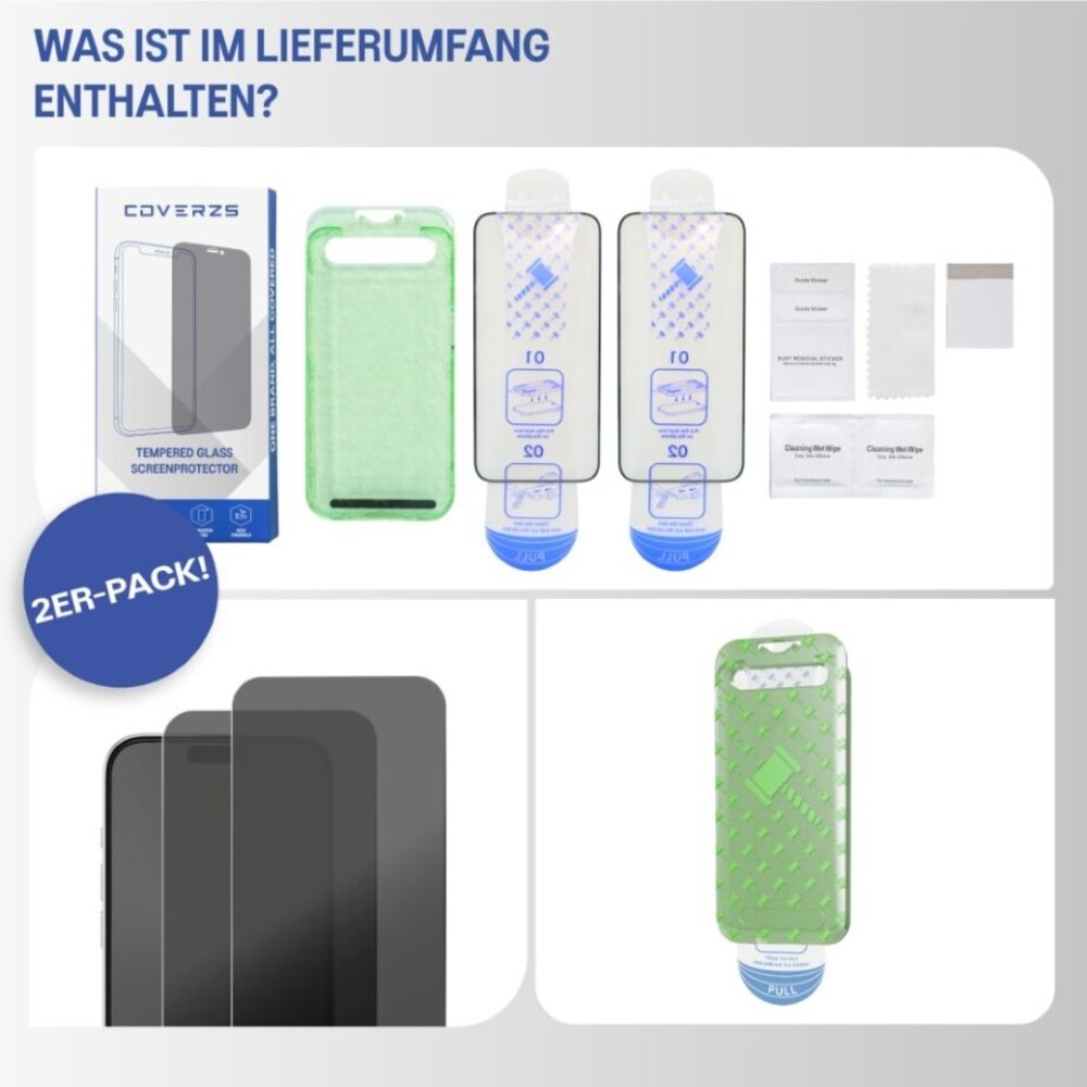 Coverzs Coverzs iPhone Air Flexibles PMMA-Glas Privacy Displayschutz mit Rahmen (2-er Set)