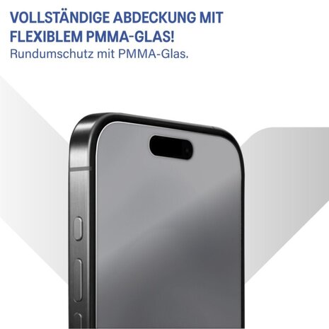 Coverzs Coverzs iPhone 16 Pro Flexibles PMMA-Glas Displayschutz mit Rahmen (2-er Set)