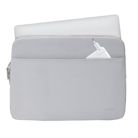 Coverzs Coverzs Luxus-Laptop-Hülle mit zusätzlichem Fach - 14 Zoll (hellgrau)