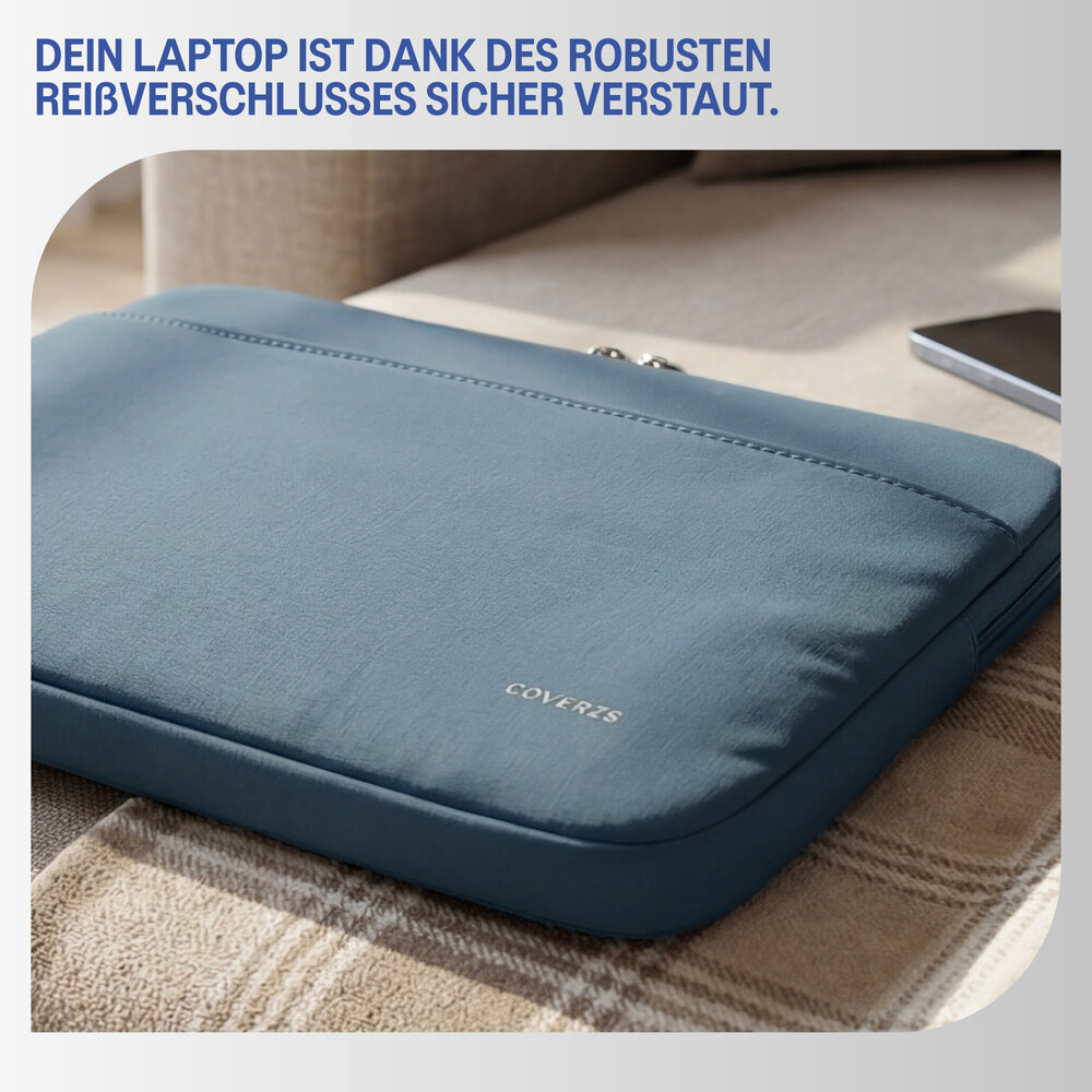 Coverzs Coverzs Luxus-Laptop-Hülle mit zusätzlichem Fach - 15,6 Zoll (blau)