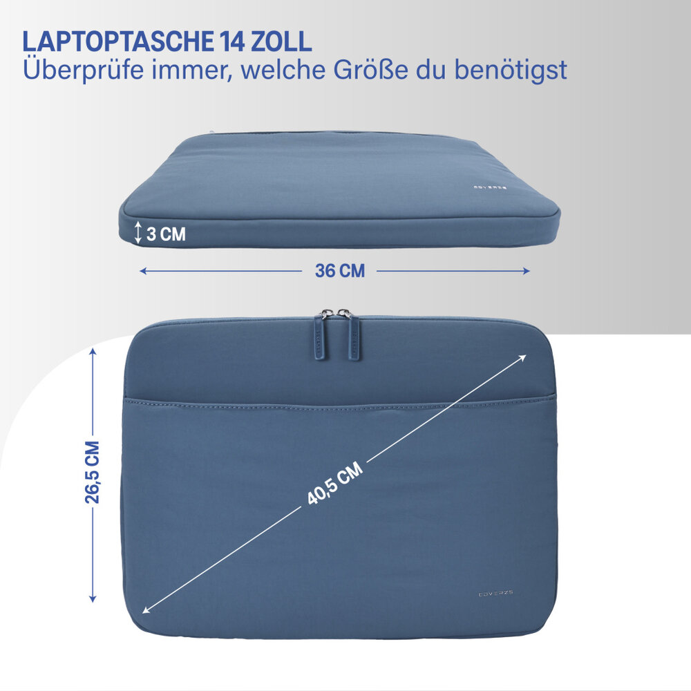 Coverzs Coverzs Luxus-Laptop-Hülle mit zusätzlichem Fach - 14 Zoll (blau)