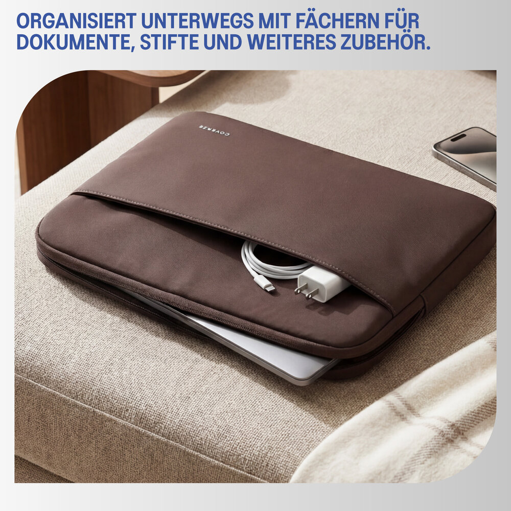 Coverzs Coverzs Luxus-Laptop-Hülle mit zusätzlichem Fach - 15,6 Zoll (Burgunderrot)