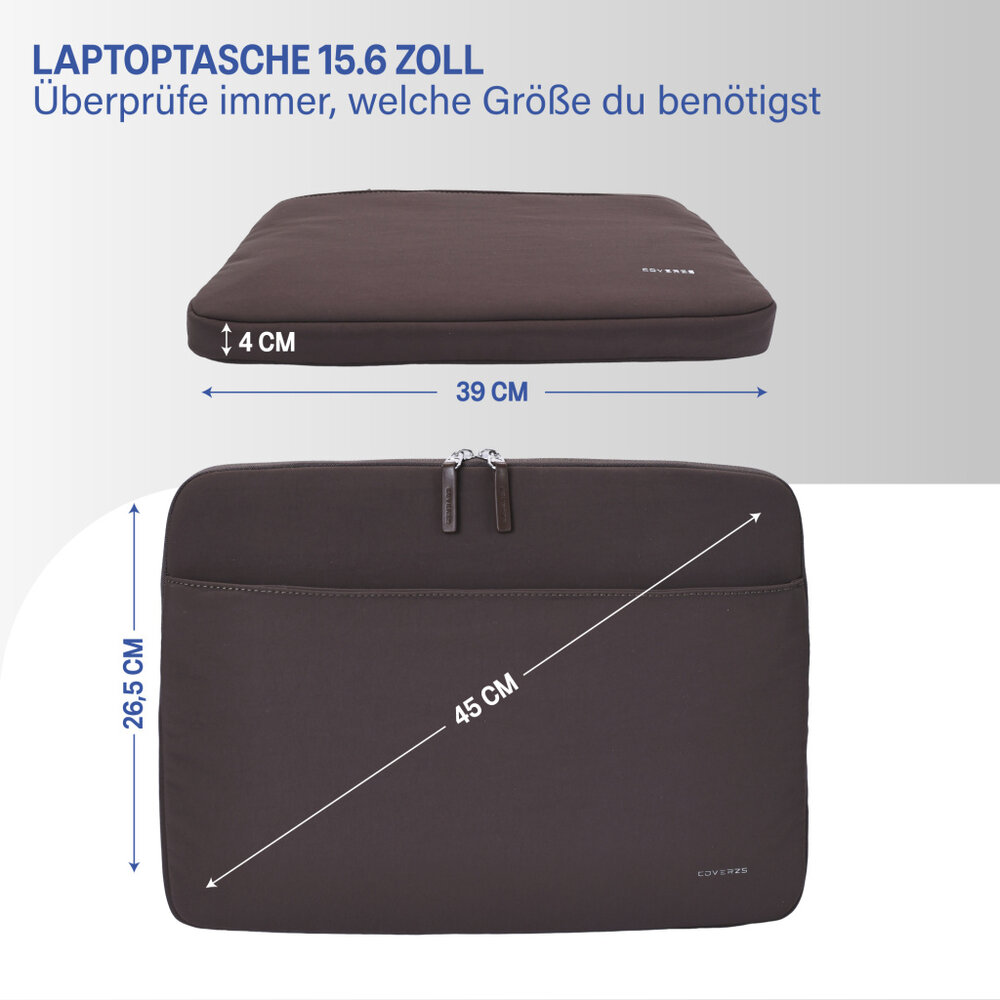 Coverzs Coverzs Luxus-Laptop-Hülle mit zusätzlichem Fach - 15,6 Zoll (Burgunderrot)