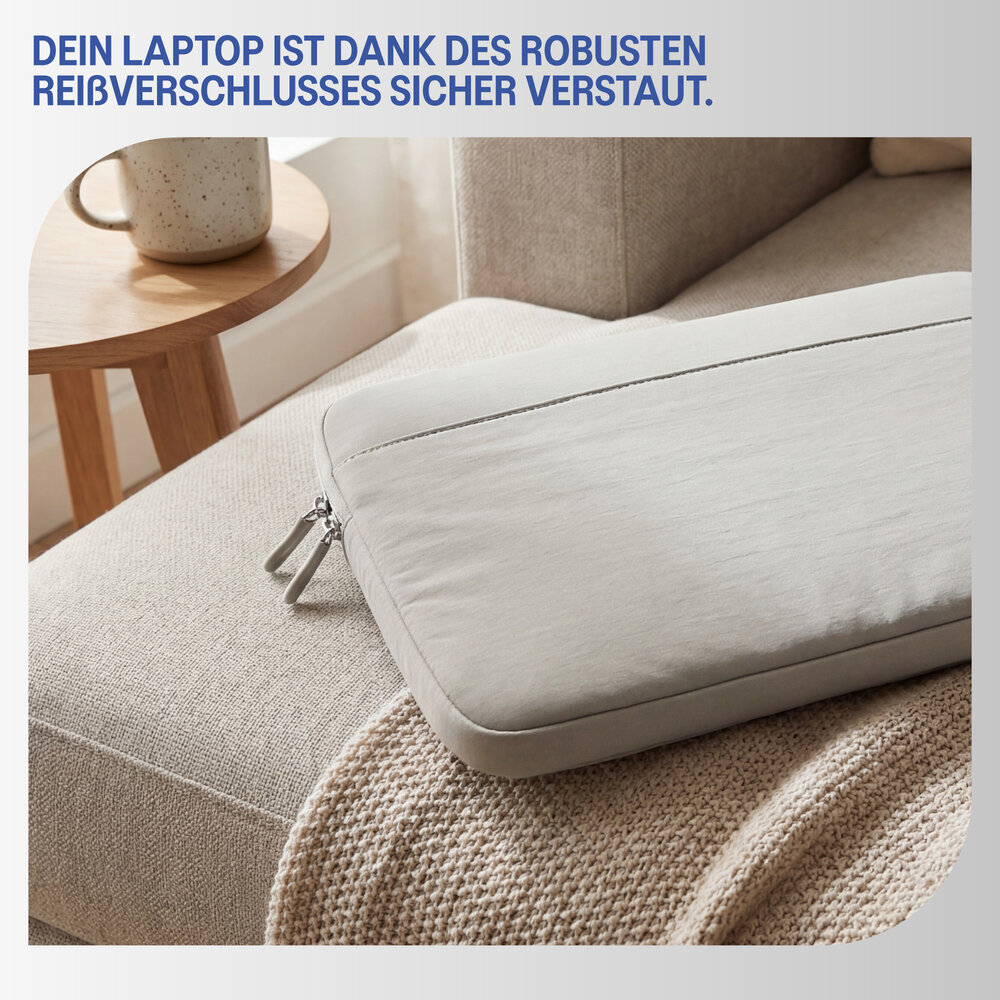 Coverzs Coverzs Luxus-Laptop-Hülle mit zusätzlichem Fach - 15,6 Zoll (hellgrau)