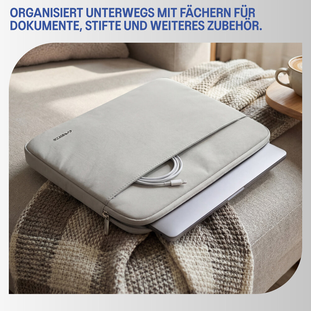 Coverzs Coverzs Luxus-Laptophülle mit zusätzlichem Fach - 13 Zoll (hellgrau) Coverzs Coverzs Luxus-Laptophülle mit zusätzlichem Fach - 13 Zoll (hellgrau)