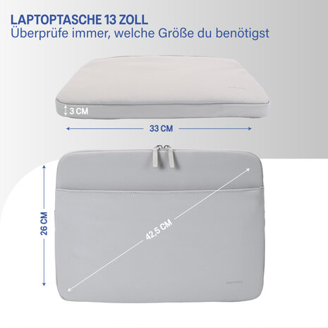 Coverzs Coverzs Luxus-Laptophülle mit zusätzlichem Fach - 13 Zoll (hellgrau) Coverzs Coverzs Luxus-Laptophülle mit zusätzlichem Fach - 13 Zoll (hellgrau)