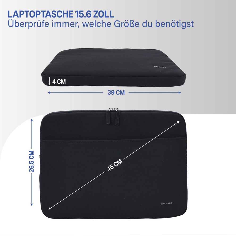 Coverzs Coverzs Luxus-Laptop-Hülle mit zusätzlichem Fach - 15,6 Zoll (schwarz)