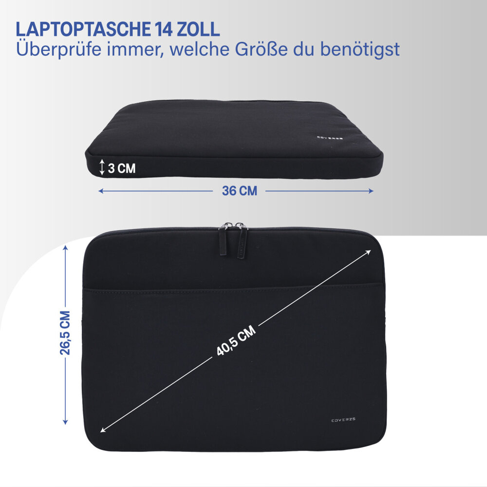 Coverzs Coverzs Luxus-Laptop-Hülle mit zusätzlichem Fach - 14 Zoll (schwarz)