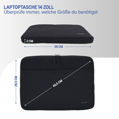 Coverzs Coverzs Luxus-Laptop-Hülle mit zusätzlichem Fach - 14 Zoll (schwarz)