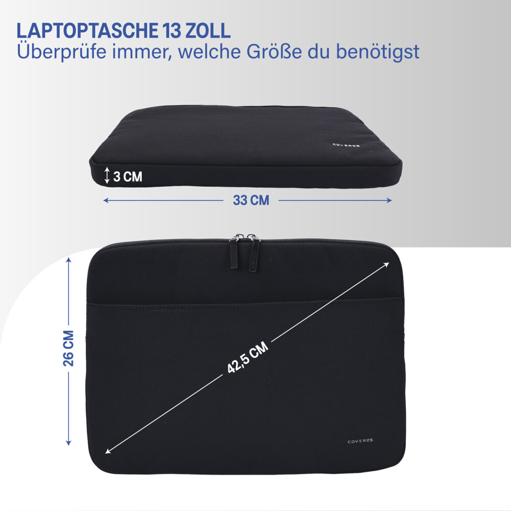 Coverzs Coverzs Luxus-Laptop-Hülle mit zusätzlichem Fach - 13 Zoll (schwarz)