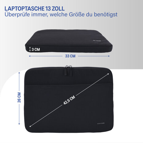 Coverzs Coverzs Luxus-Laptop-Hülle mit zusätzlichem Fach - 13 Zoll (schwarz)