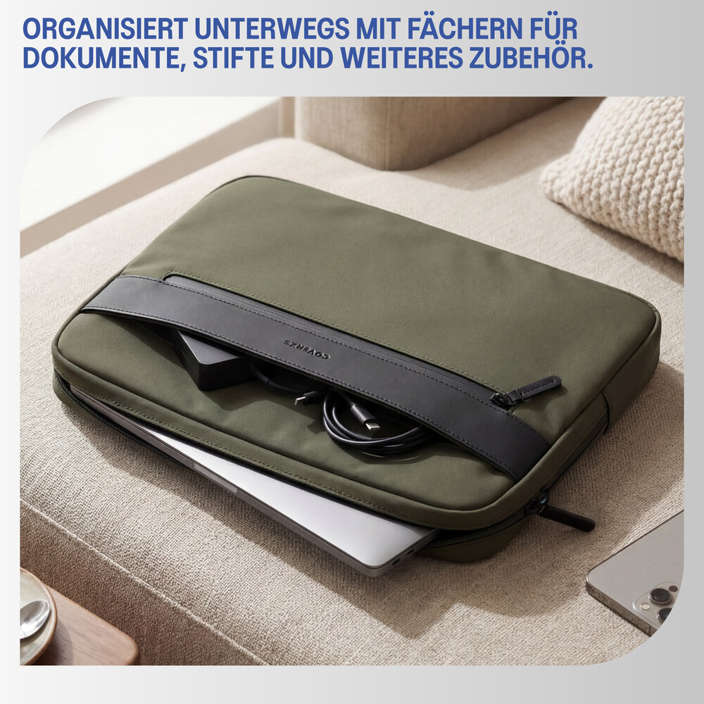 Coverzs Coverzs Nylon-Canvas-Laptoptasche - 15,6 Zoll (dunkelgrün)
