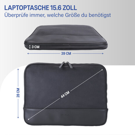 Coverzs Coverzs PU-Leder-Laptoptasche - 15,6 Zoll (schwarz)
