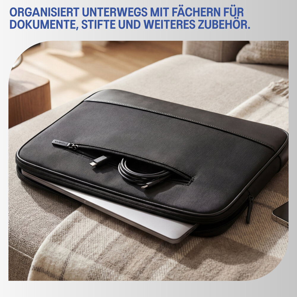 Coverzs Coverzs PU-Leder-Laptoptasche - 13 Zoll (schwarz)