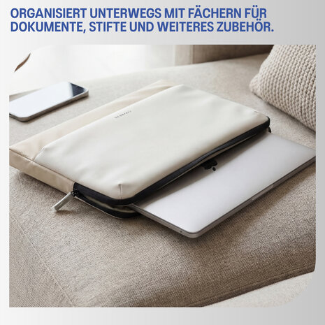 Coverzs Coverzs Nylon- und PU-Leder-Laptophülle - 13 Zoll (beige)
