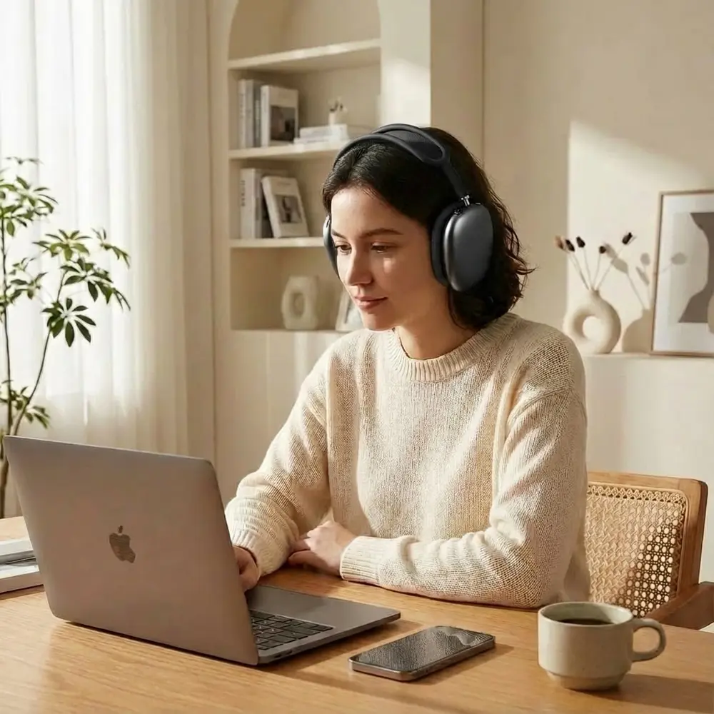 Ensemble de coussinets d'oreille et étui en silicone ShieldCase pour AirPods Max 2 (noir)
