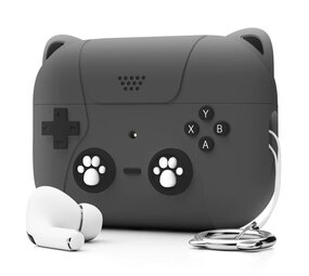 Coverzs AirPods Pro / Pro 2 Silikonhülle 'Süße Katze' (dunkelgrau)