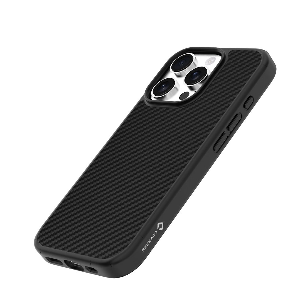 Coverzs Coverzs iPhone 15 Pro Kevlar MagSafe Silikonhülle (schwarz)