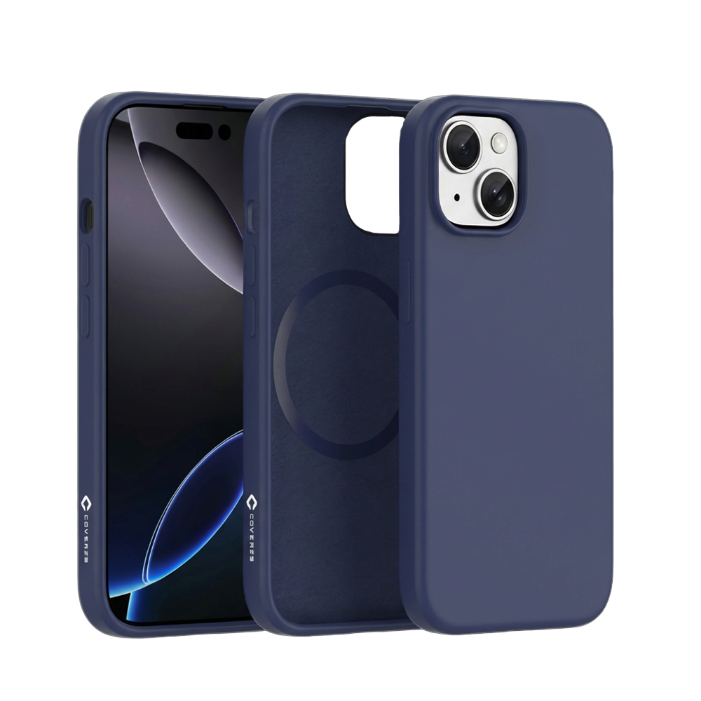 Coverzs Coverzs iPhone 15 Plus flüssiges Silikon-MagSafe-Case (blau)