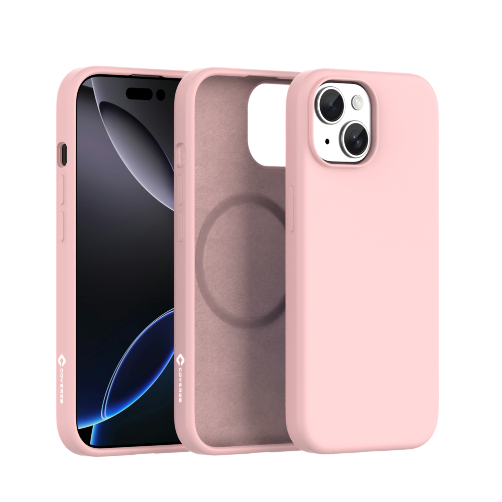 Coverzs Coverzs iPhone 15 Plus flüssiges Silikon MagSafe Case (pink)