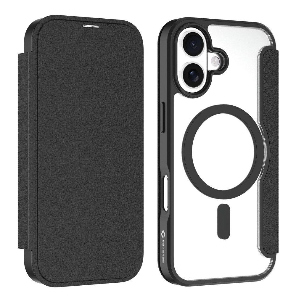 Coverzs Coverzs iPhone 16 MagSafe Bücherregal (transparent / schwarz) Coverzs Coverzs iPhone 16 MagSafe Bücherregal (transparent / schwarz)