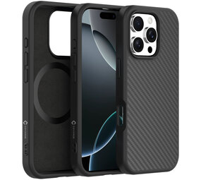 Coverzs iPhone 16 Pro Kevlar MagSafe Silikonhülle (schwarz)