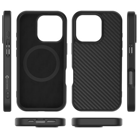 Coverzs Coverzs iPhone 16 Pro Kevlar MagSafe Silikonhülle (schwarz)