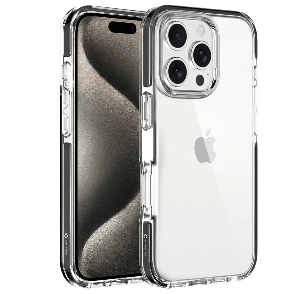 Coverzs Coverzs iPhone 16 Pro Max transparentes stoßfestes Cover (schwarz)