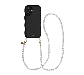 xoxo Wildhearts Glossy Wavy Cord Case Black - Pearlfection (long) - iPhone 17