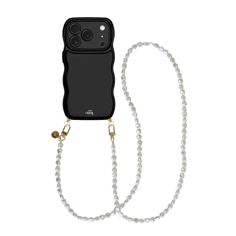 xoxo Wildhearts xoxo Wildhearts Glossy Wavy Cord Case Black - Pearlfection (long) - iPhone 17 Pro xoxo Wildhearts xoxo Wildhearts Glossy Wavy Cord Case Black - Pearlfection (long) - iPhone 17 Pro