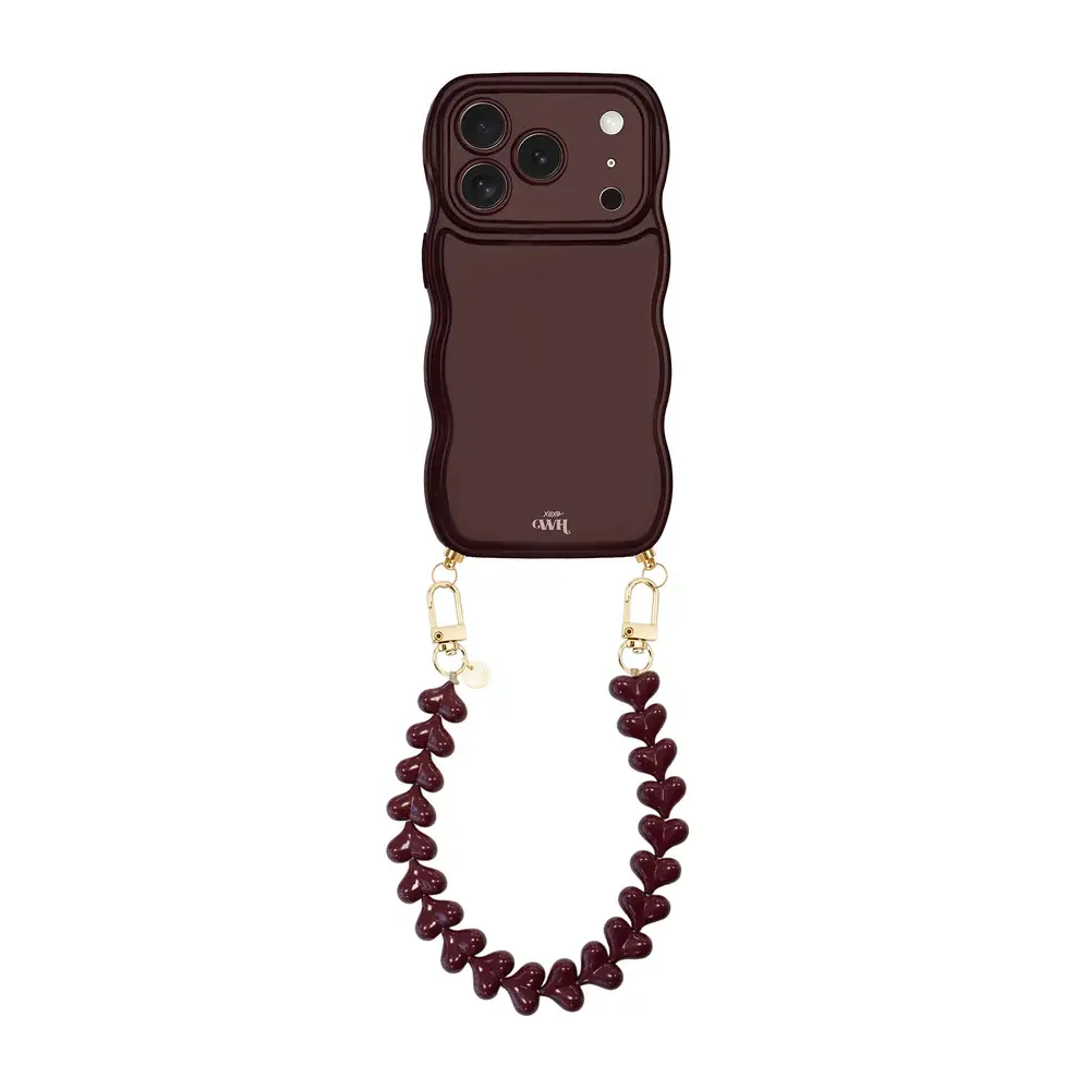 xoxo Wildhearts xoxo Wildhearts Glossy Wavy Cord Case Burgundy - Funky Hearts (Burgundy) - iPhone 17 Pro