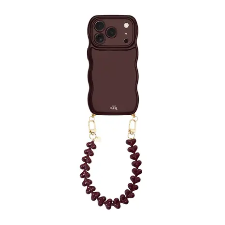 xoxo Wildhearts xoxo Wildhearts Glossy Wavy Cord Case Burgundy - Funky Hearts (Burgundy) - iPhone 17 Pro
