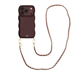 xoxo Wildhearts Glossy Wavy Cord Case Burgundy - Classic Chain Burgundy (long) - iPhone 17 Pro