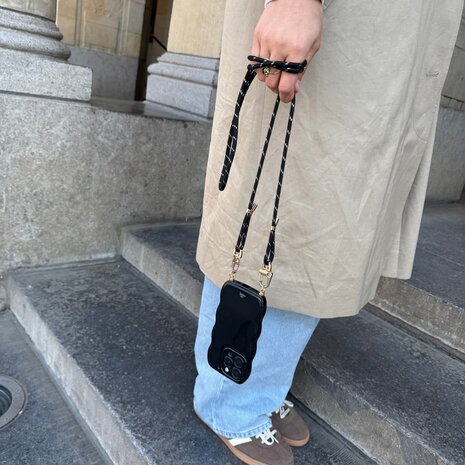 xoxo Wildhearts xoxo Wildhearts Glossy Wavy Cord Case Black - Gold Goddess - iPhone 17 Pro Max xoxo Wildhearts xoxo Wildhearts Glossy Wavy Cord Case Black - Gold Goddess - iPhone 17 Pro Max