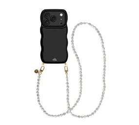 xoxo Wildhearts Glossy Wavy Cord Case Black - Pearlfection (long) - iPhone 17 Pro Max