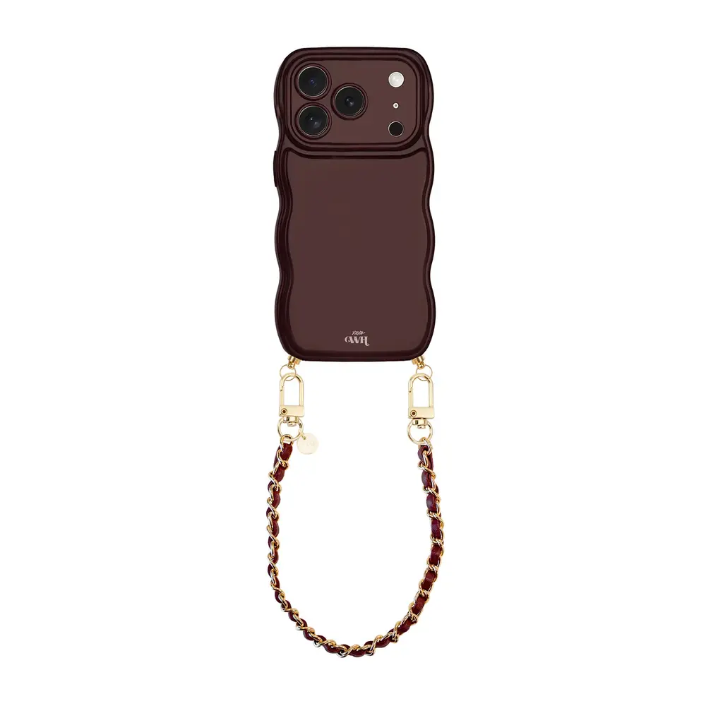 xoxo Wildhearts xoxo Wildhearts Glossy Wavy Cord Case Burgundy - Classic Chain Burgundy (short) - iPhone 17 Pro Max xoxo Wildhearts xoxo Wildhearts Glossy Wavy Cord Case Burgundy - Classic Chain Burgundy (short) - iPhone 17 Pro Max